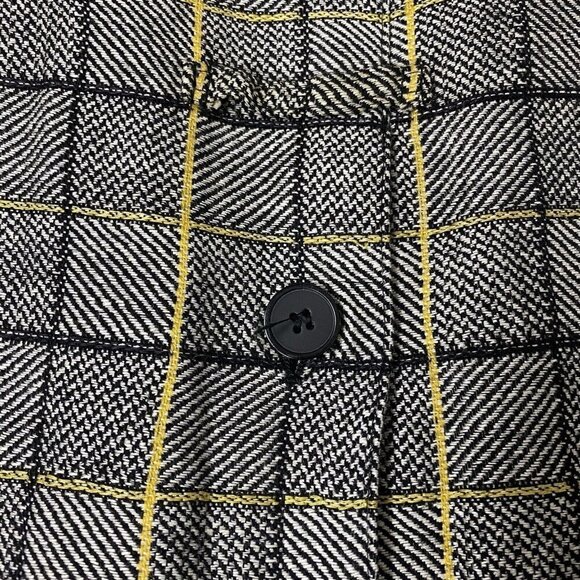 Laurel By Escada Jacket Linen Wool Grey Glen Plaid Yellow Academia Blazer - Picture 9 of 16